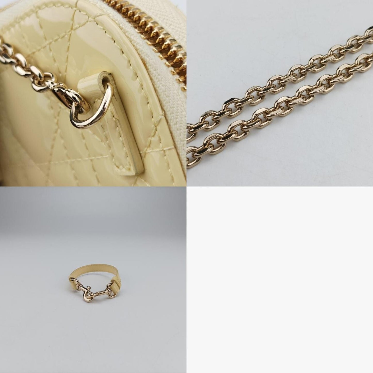 Dior Lady Dior Cannage Phone Holder Yellow Patent 56-MA-0291 Shoulder Bag