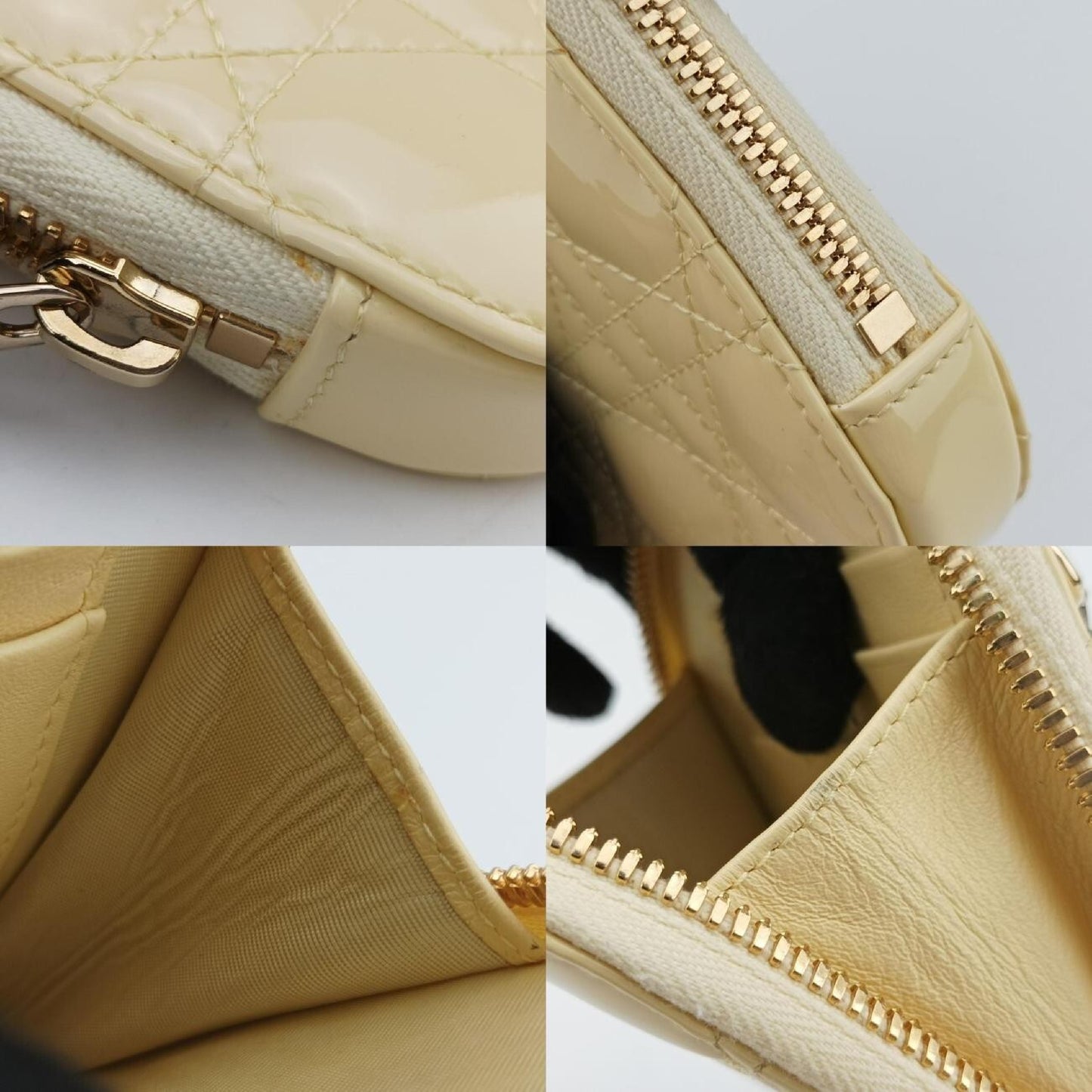 Dior Lady Dior Cannage Phone Holder Yellow Patent 56-MA-0291 Shoulder Bag