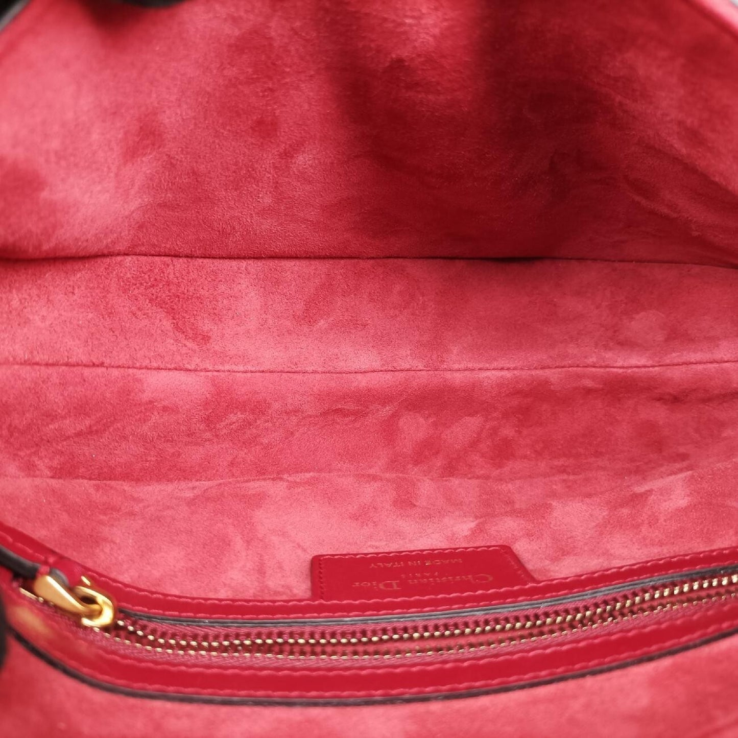 Dior Saddle Bag Red Leather 09-MA-1118 Handbag