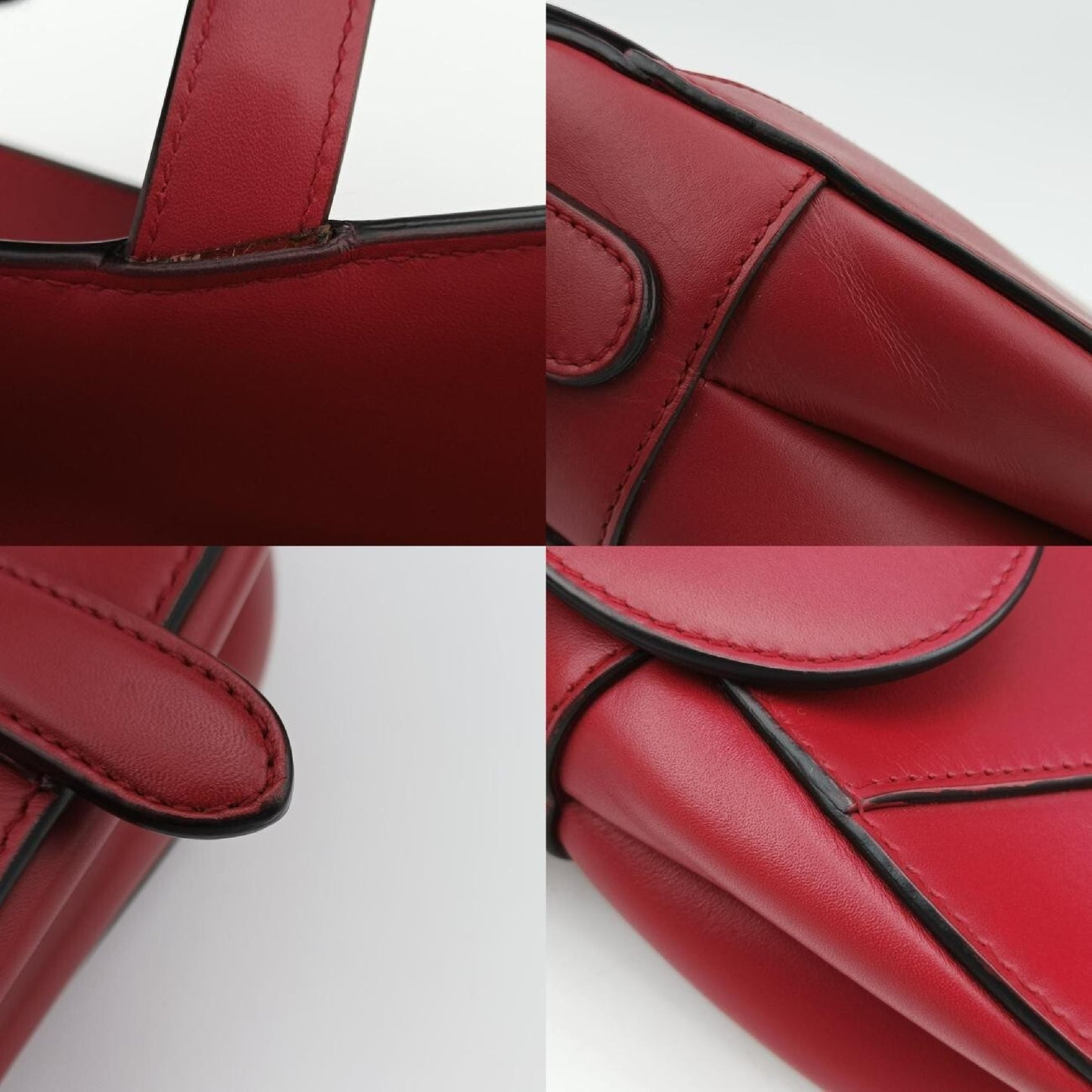 Dior Saddle Bag Red Leather 09-MA-1118 Handbag