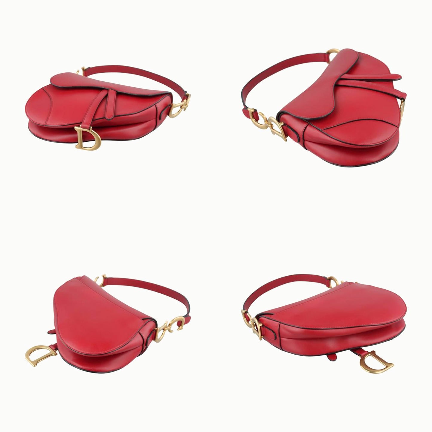 Dior Saddle Bag Red Leather 09-MA-1118 Handbag