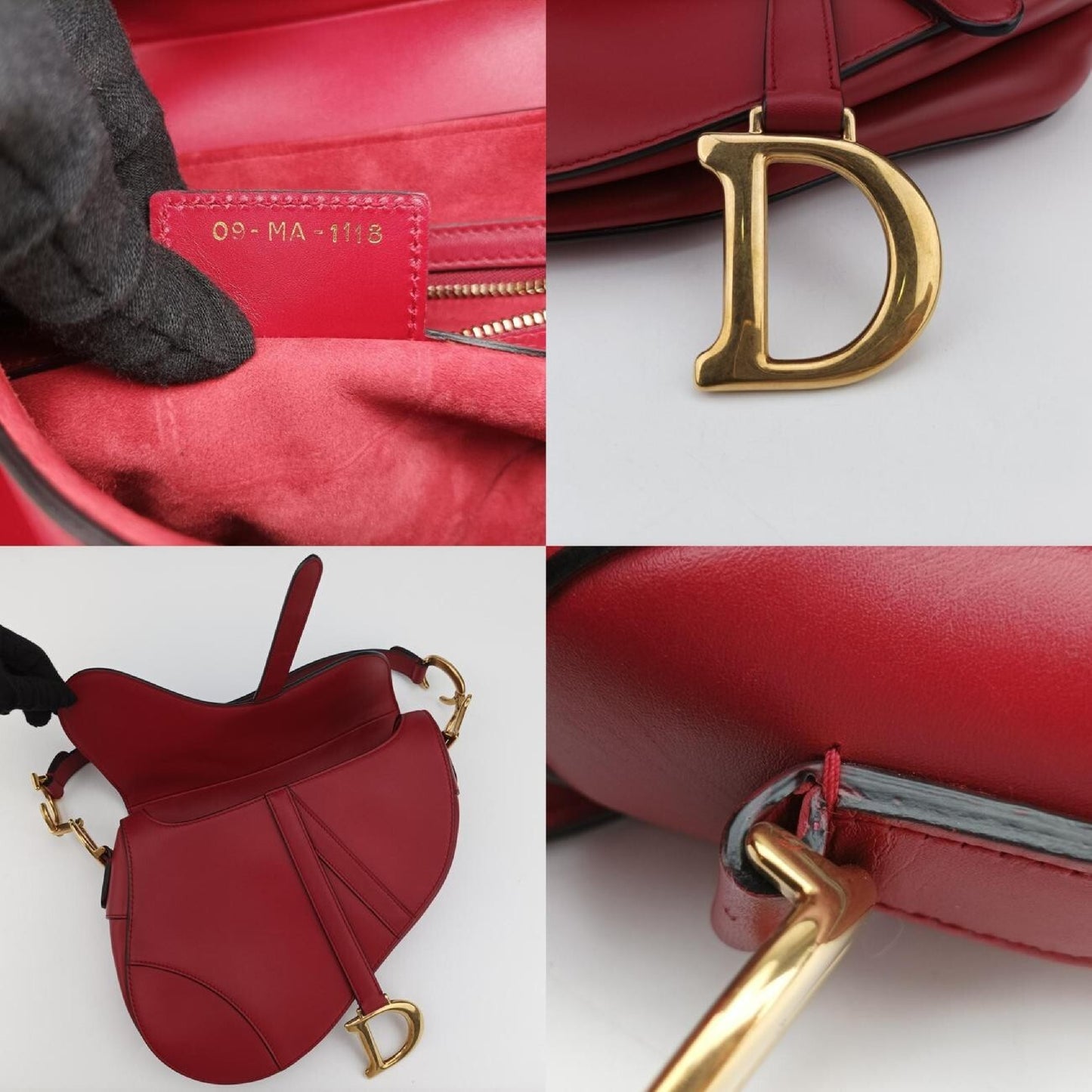 Dior Saddle Bag Red Leather 09-MA-1118 Handbag