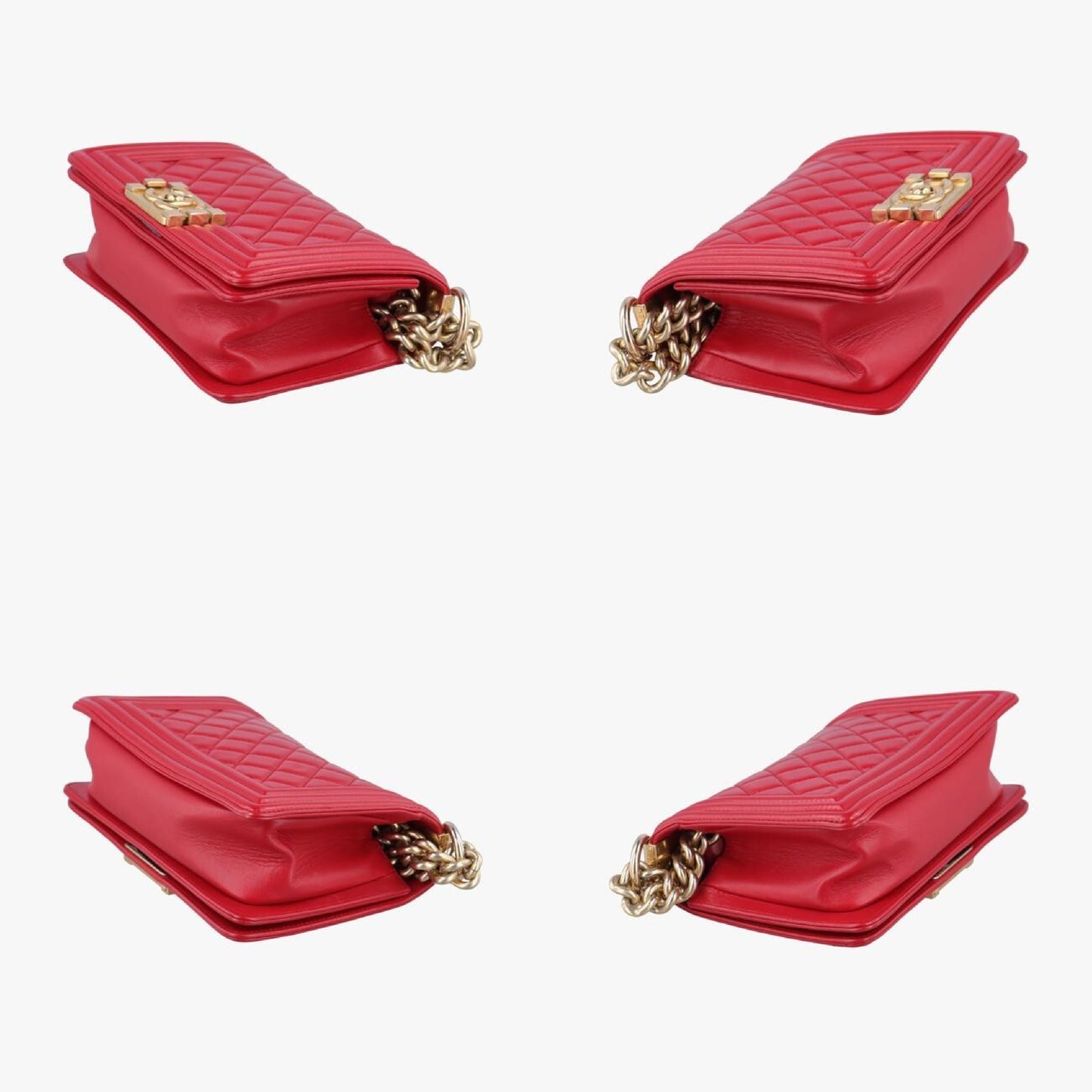 CHANEL Boy Chanel Red Lambskin Shoulder Bag A6708521166403