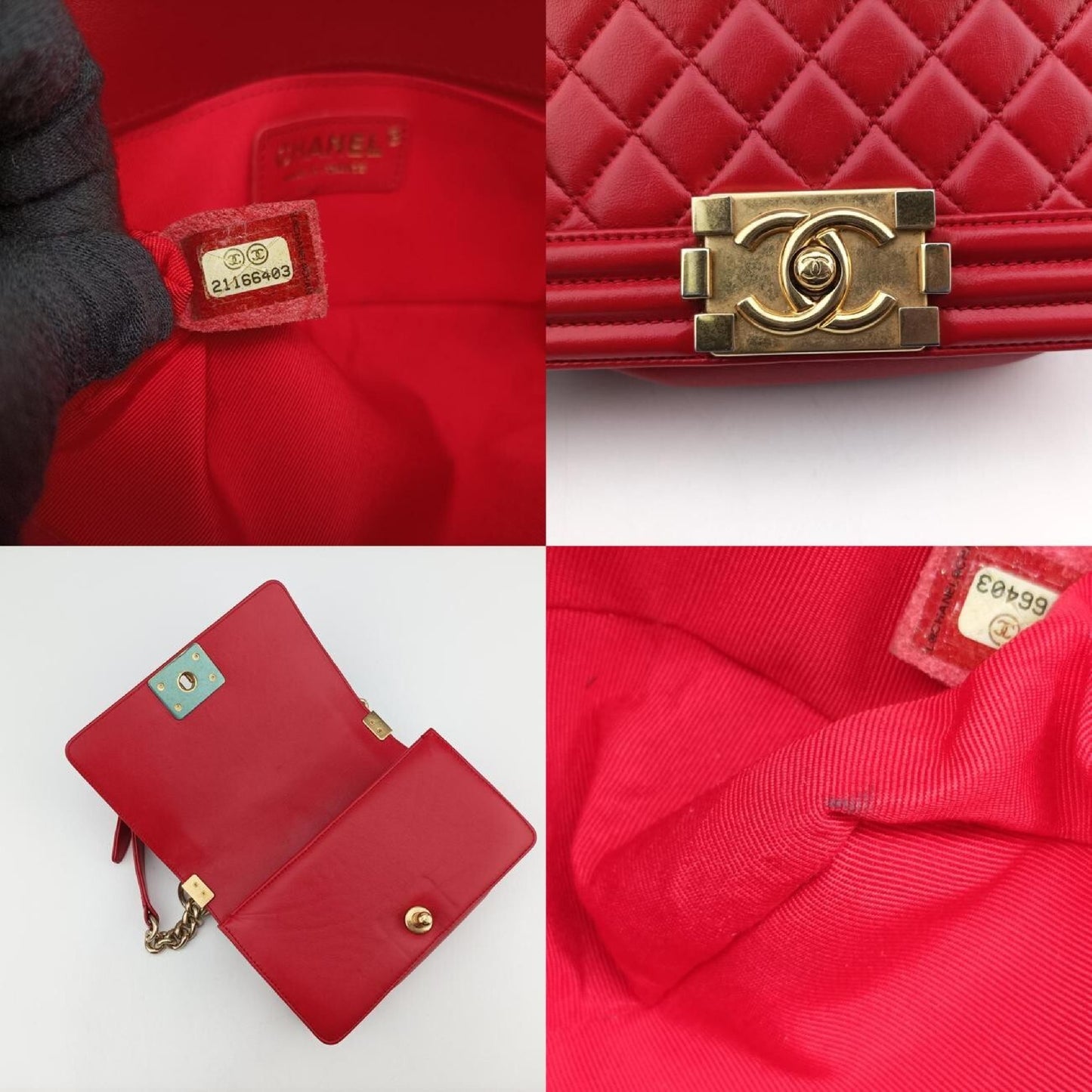 CHANEL Boy Chanel Red Lambskin Shoulder Bag A6708521166403