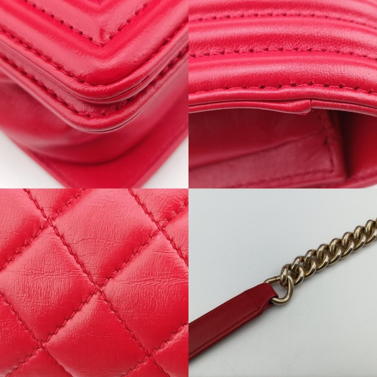 CHANEL Boy Chanel Red Lambskin Shoulder Bag A6708521166403