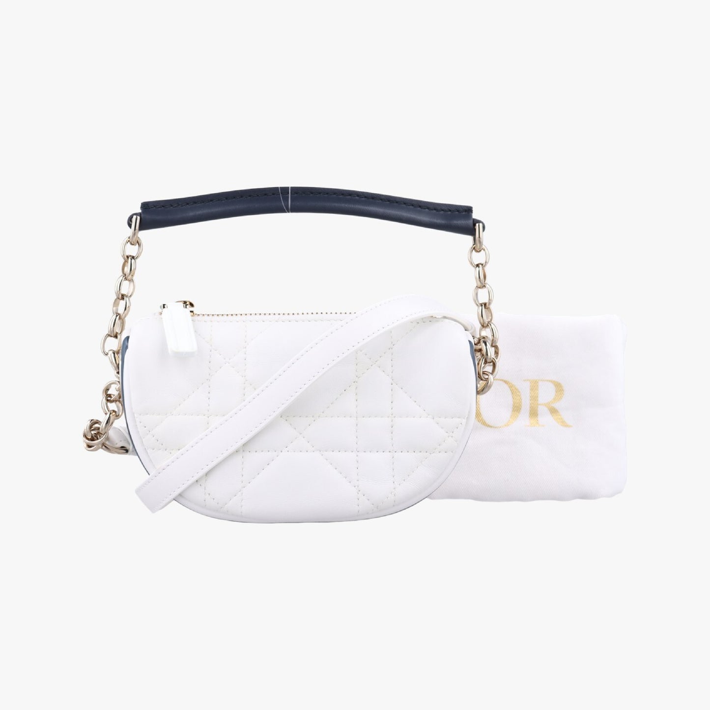 Dior Cannage Vibe Hobo Micro White Lambskin Shoulder Bag 19-MA-0232