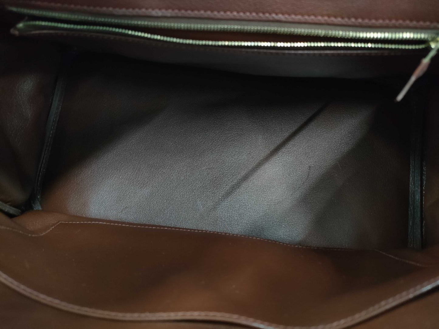 HERMES Birkin 35 Togo Handbag in Dark Brown with Gold Hardware and a C Stamp