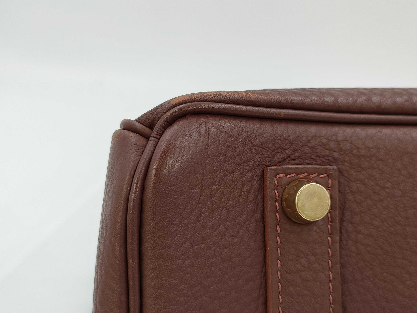 HERMES Birkin 35 Togo Handbag in Dark Brown with Gold Hardware and a C Stamp