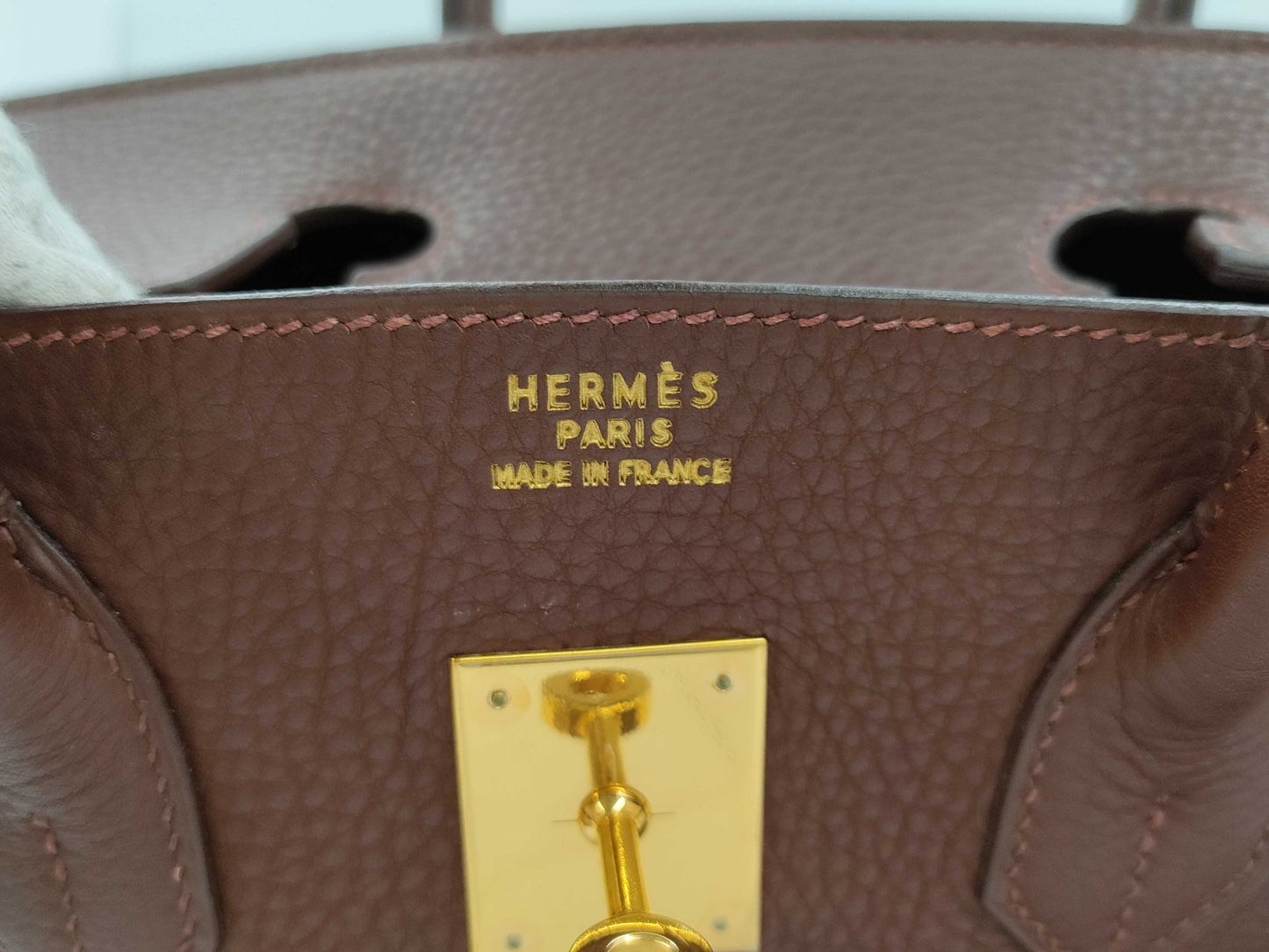 HERMES Birkin 35 Togo Handbag in Dark Brown with Gold Hardware and a C Stamp