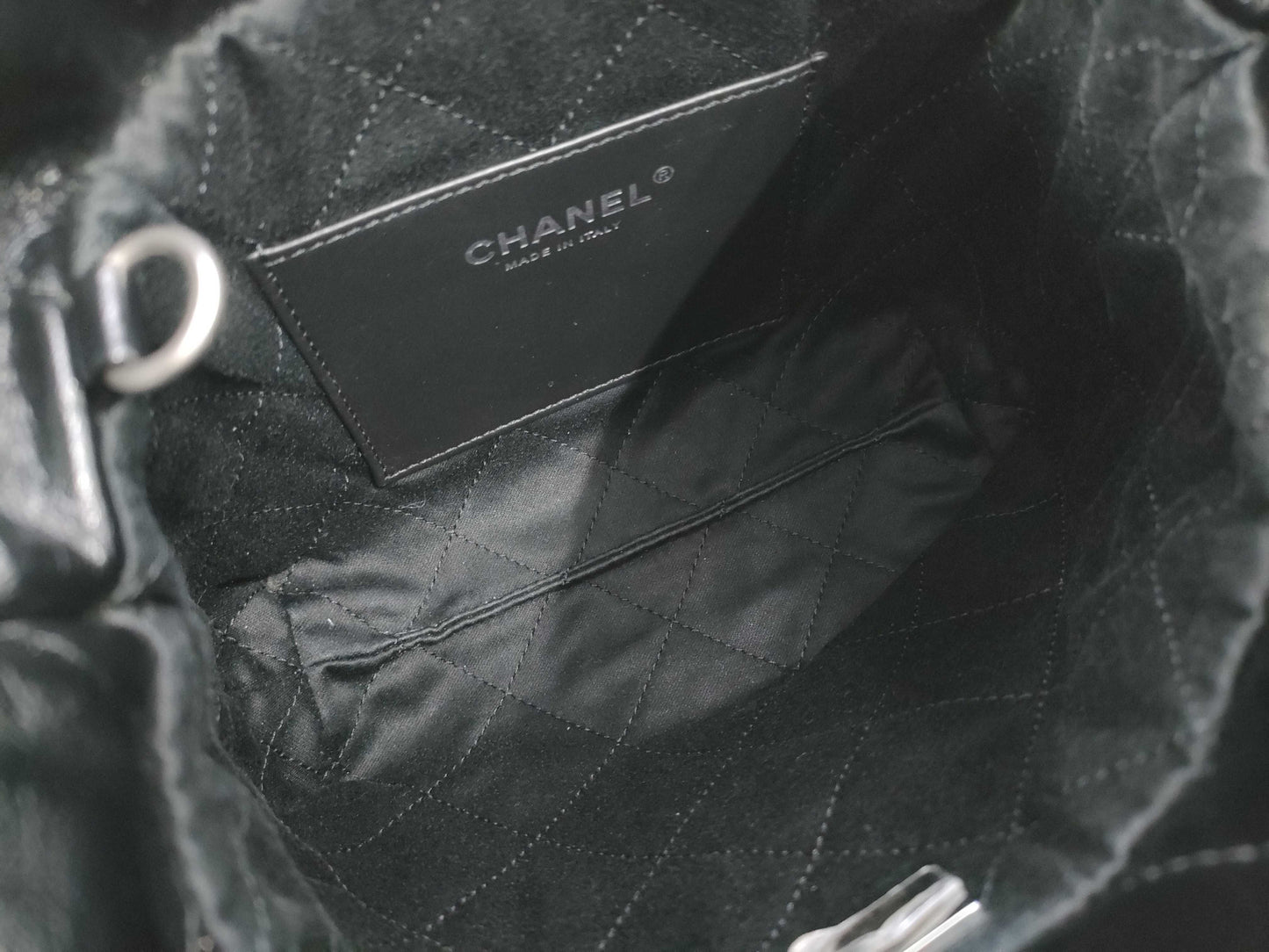 CHANEL Chanel 22 Mini Black Shoulder Bag with Silver Hardware and GP Serial Plate