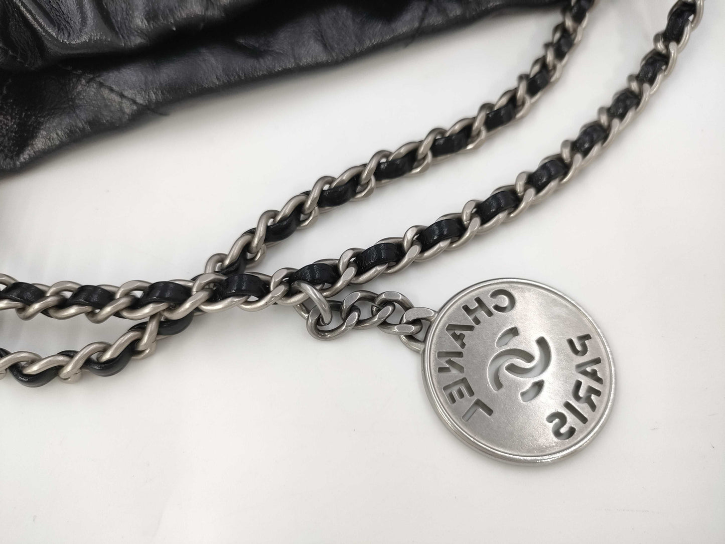 CHANEL Chanel 22 Mini Black Shoulder Bag with Silver Hardware and GP Serial Plate