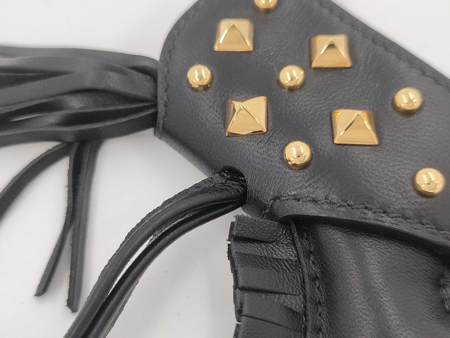 HERMES Rodeo Lock Charm, Black and Gold with K Stamp