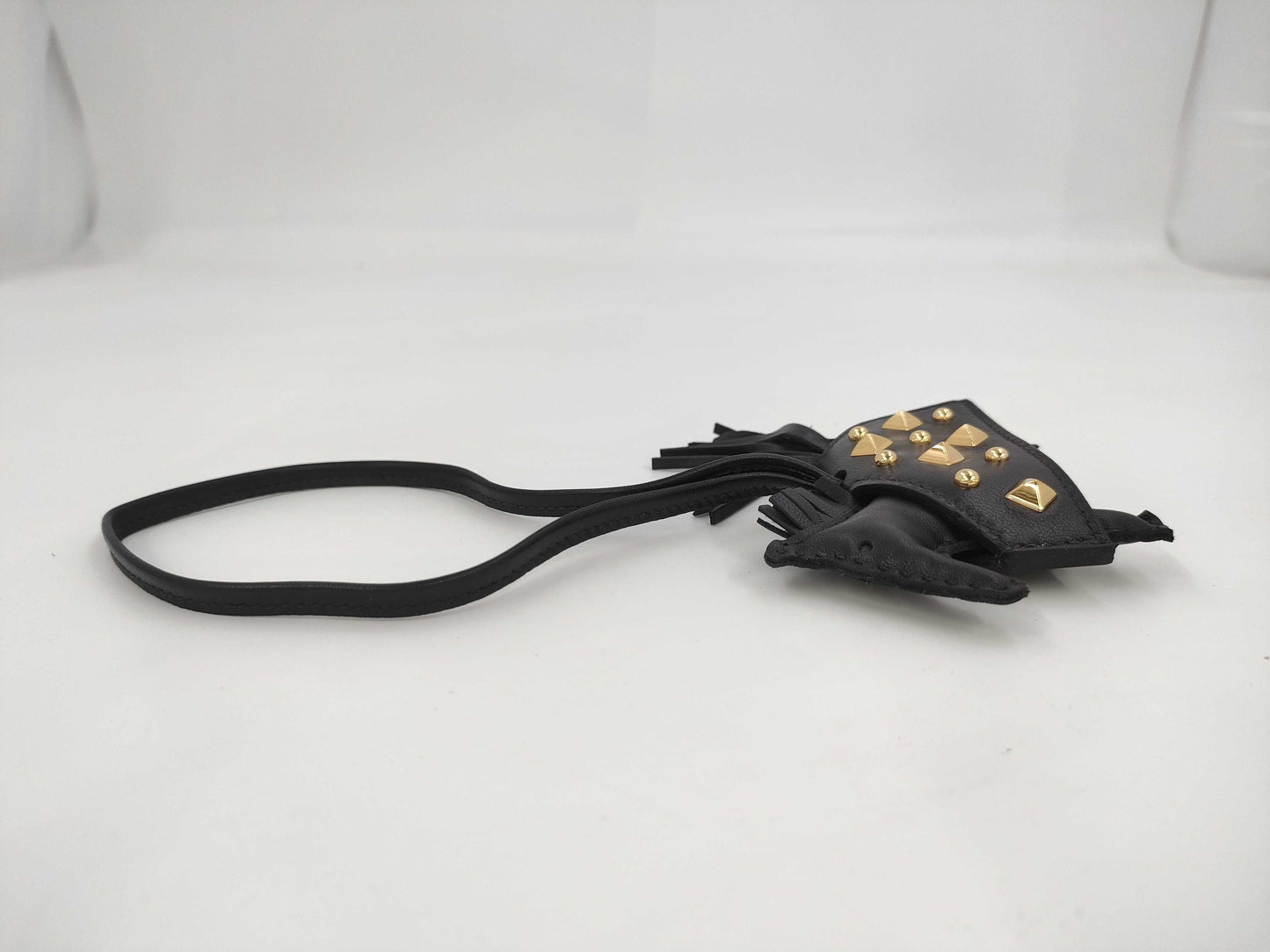 HERMES Rodeo Lock Charm, Black and Gold with K Stamp