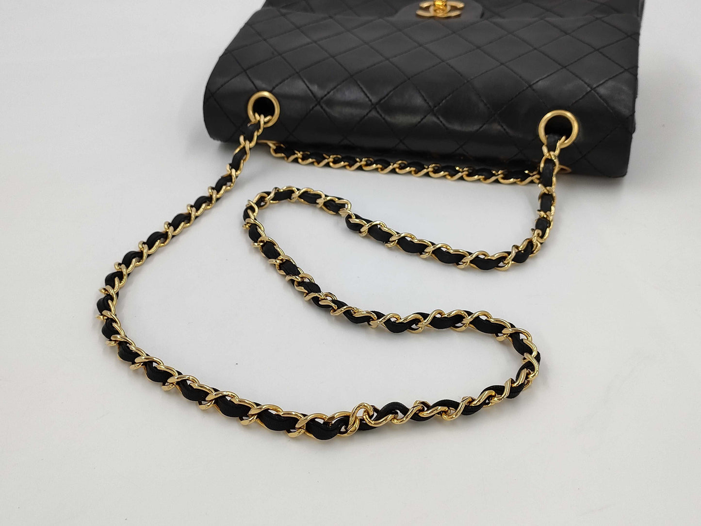 CHANEL CHANEL Matelasse Double Flap Lamb Chain Shoulder Bag with Seal Card