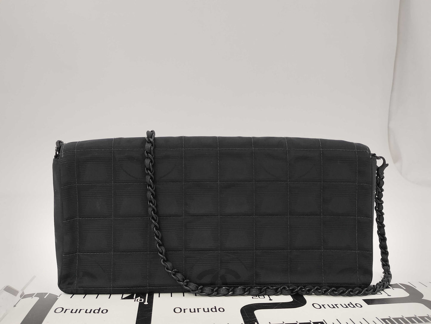 CHANEL New Travel Line East West Nylon Chocolate Bar Black Chain Shoulder Bag, No. 7