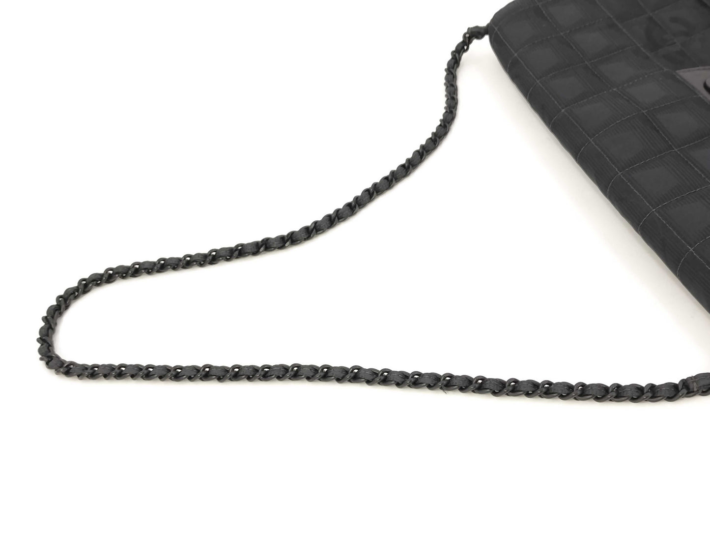 CHANEL New Travel Line East West Nylon Chocolate Bar Black Chain Shoulder Bag, No. 7