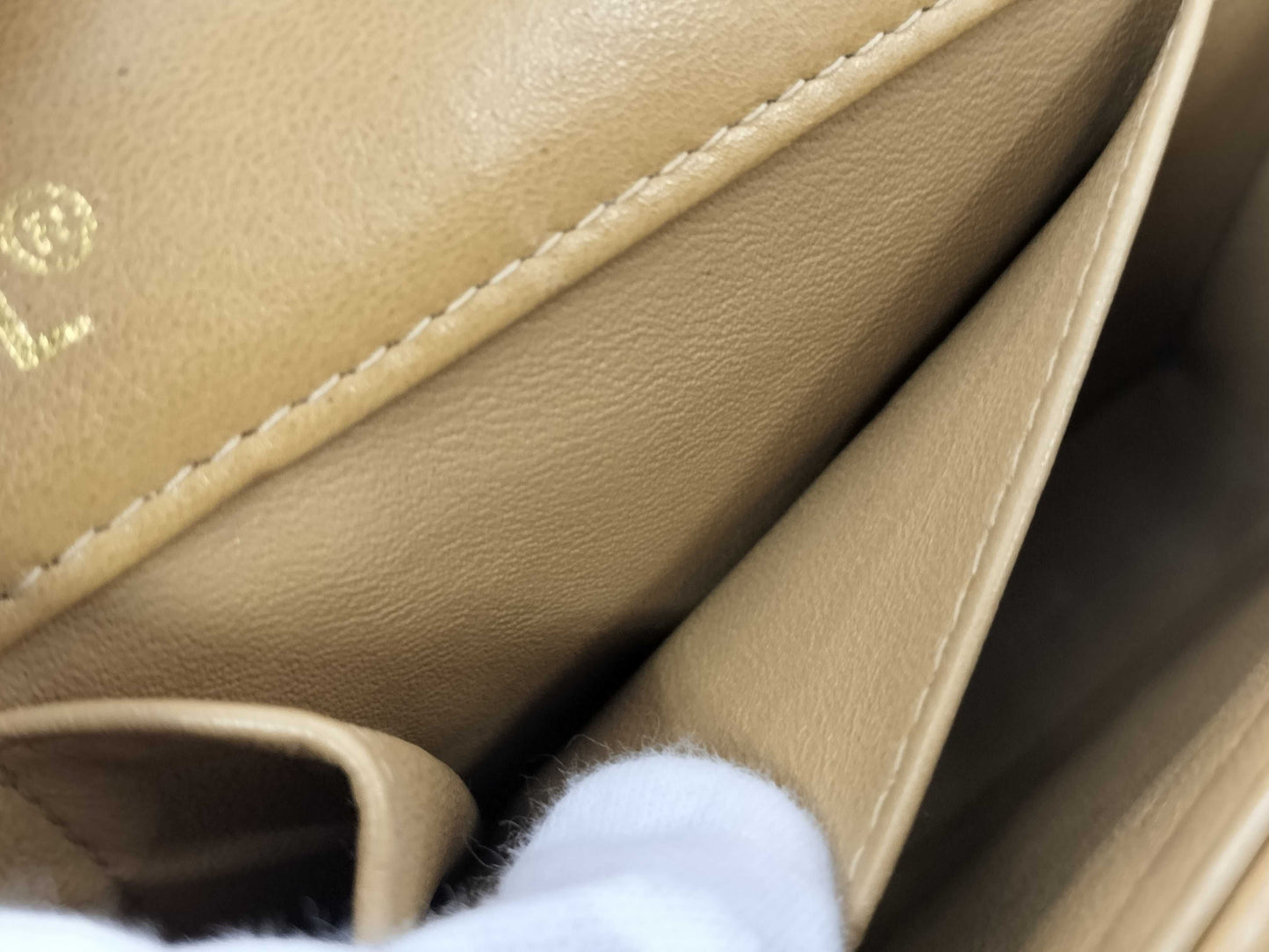 CHANEL Chocobar East West Lambskin Chain Shoulder Bag, Beige