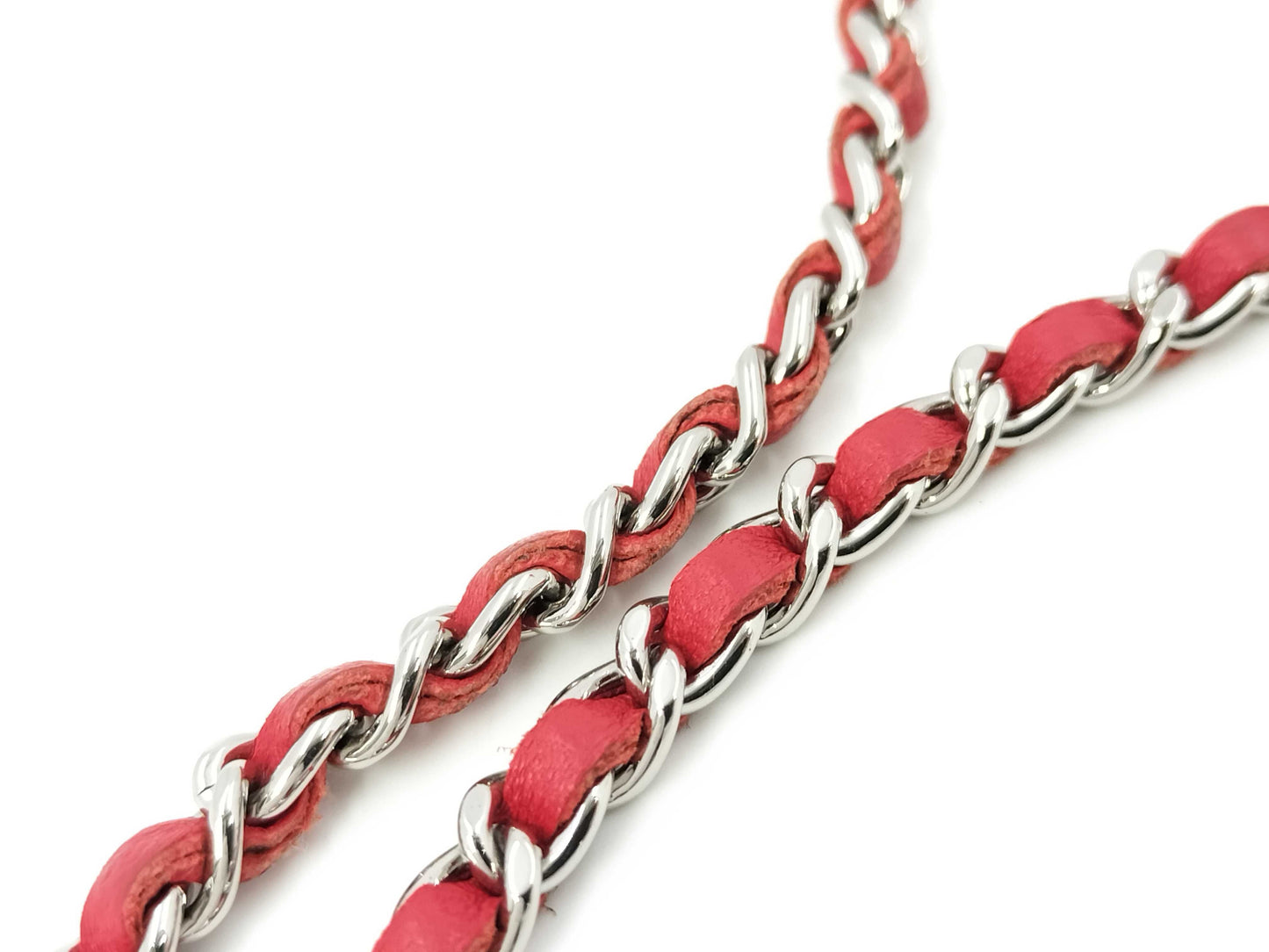 CHANEL Matelasse East West Lambskin Chain Wallet, Red, No. 14, Shoulder Bag