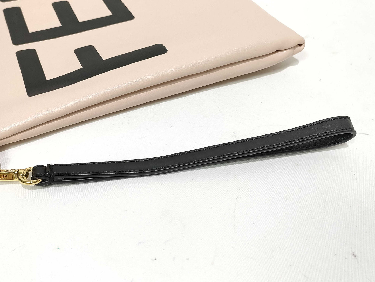FENDI Clutch Bag Pink Beige Leather Clutch Bag