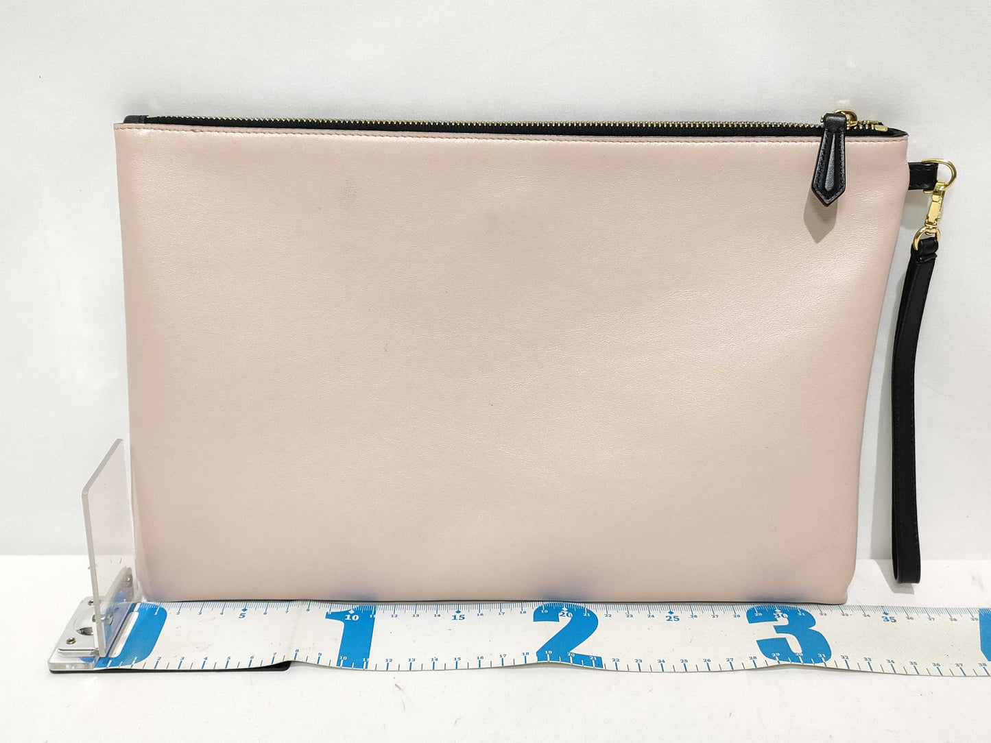FENDI Clutch Bag Pink Beige Leather Clutch Bag