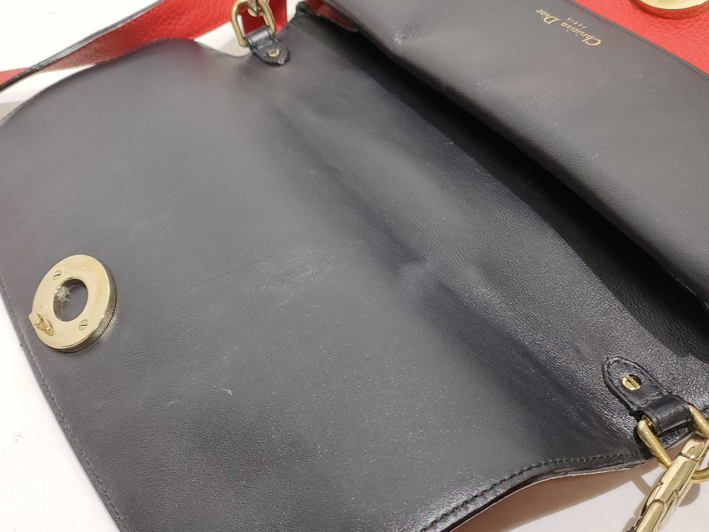 Dior Be Dior Leather 2-Way Handbag Red