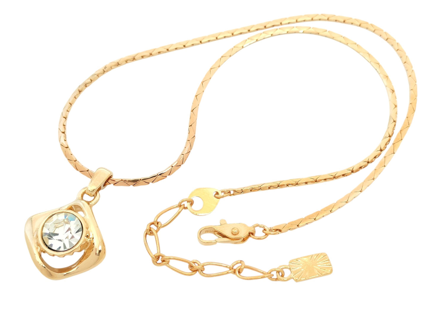 Yves Saint Laurent Gold-Colored Large Rhinestone Pendant Necklace, 11.9g