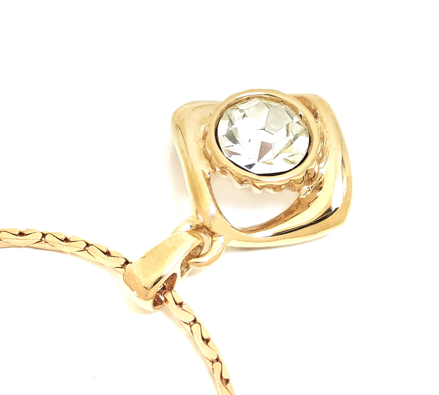 Yves Saint Laurent Gold-Colored Large Rhinestone Pendant Necklace, 11.9g