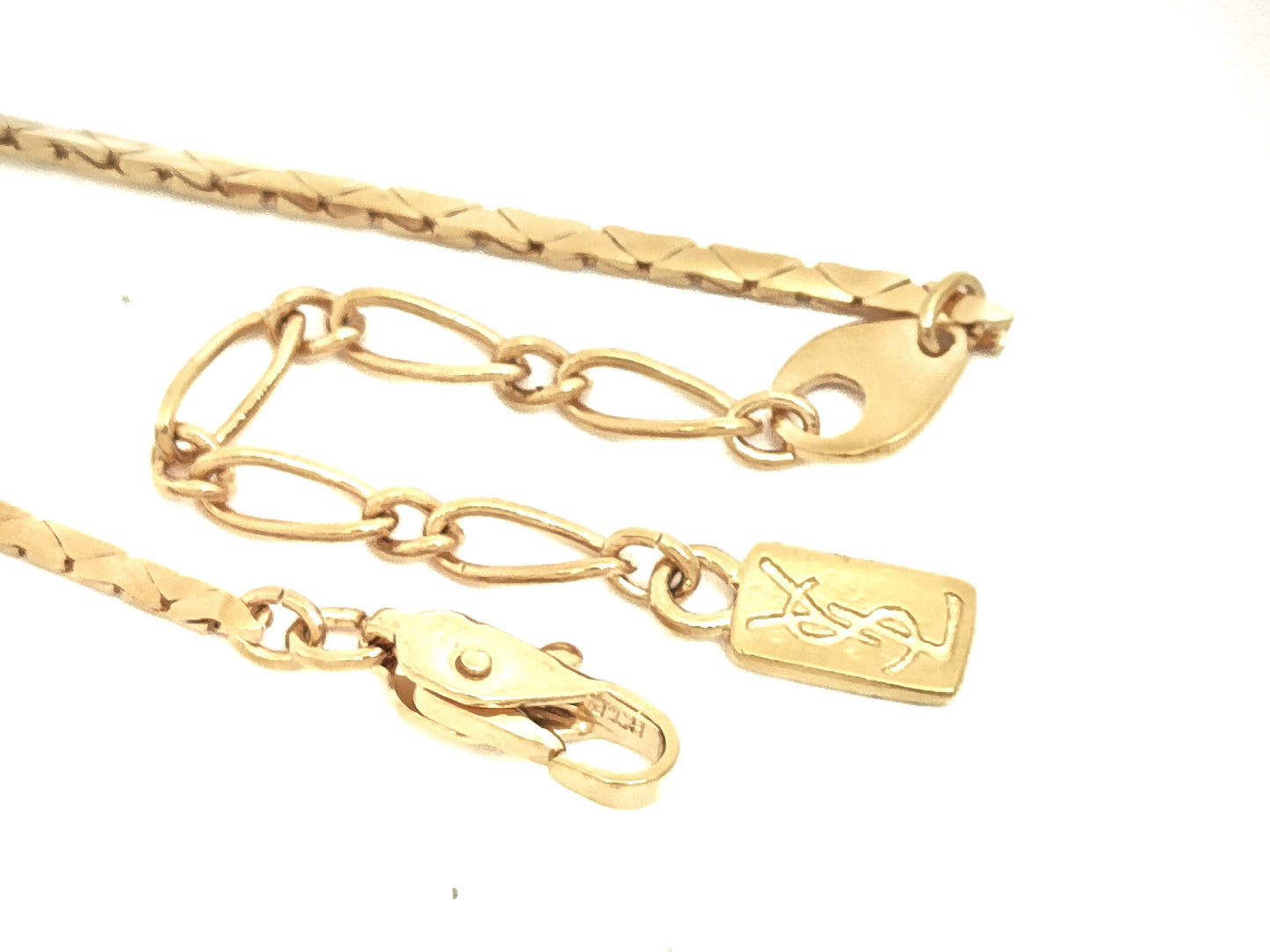 Yves Saint Laurent Gold-Colored Large Rhinestone Pendant Necklace, 11.9g