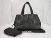 CHANEL Caviar Tote Bag, Black with Silver Hardware