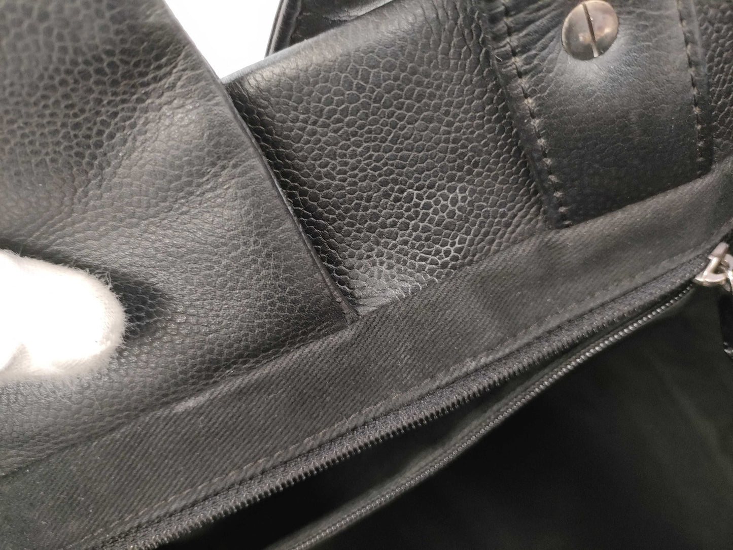 CHANEL Caviar Tote Bag, Black with Silver Hardware
