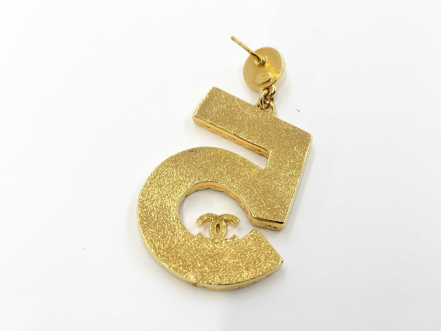 CHANEL Chanel No. 5 Motif Earrings, Blue x Gold, ABC733 I24P