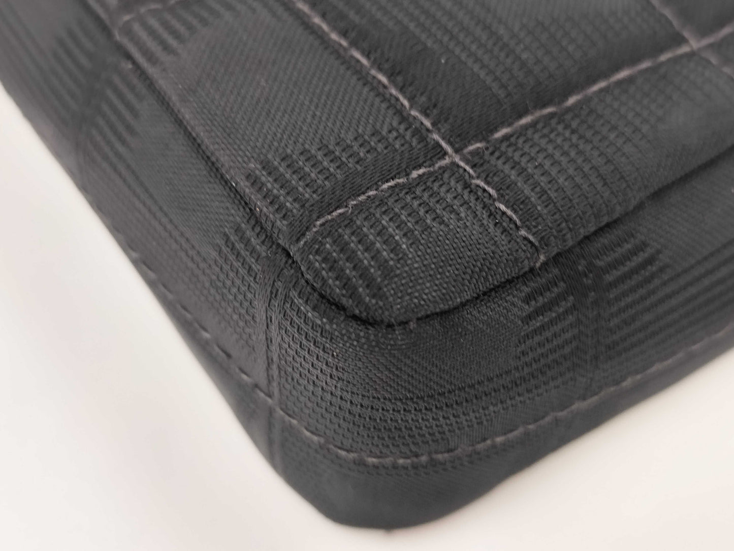 CHANEL New Travel Line East West Chain Shoulder Bag in So Black Nylon with Dust Bag and Seal