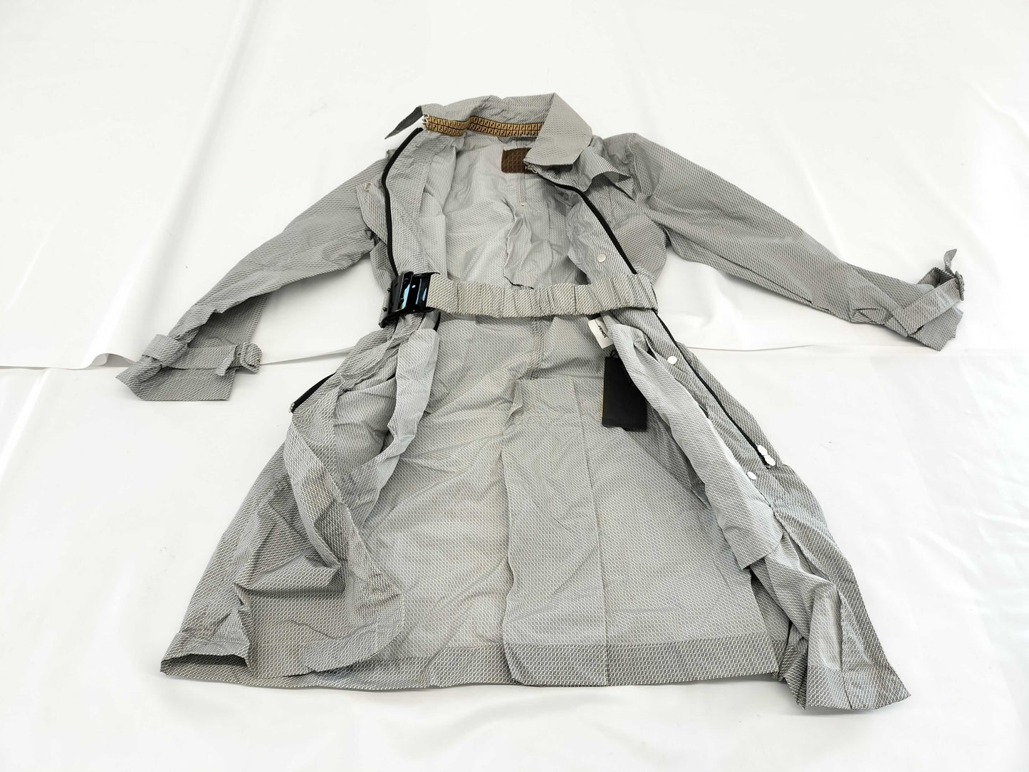 FENDI Zucca FF Coat with Belt, Size 38