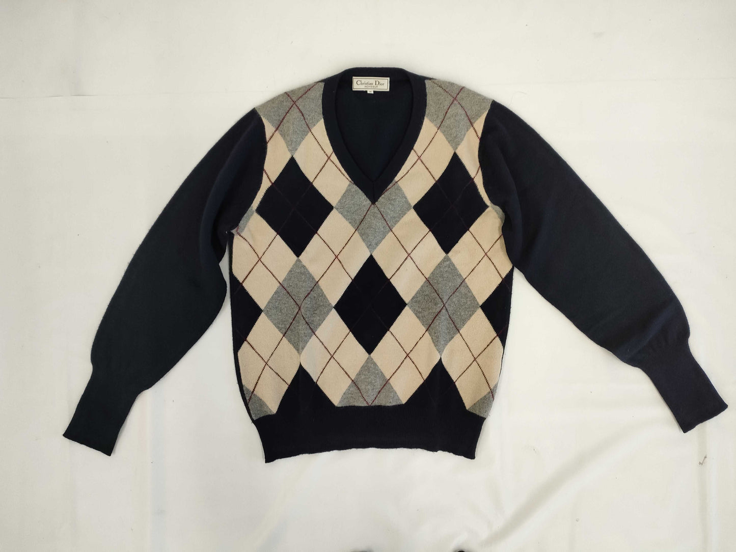 Dior Christian Dior Argyle Knit M Top