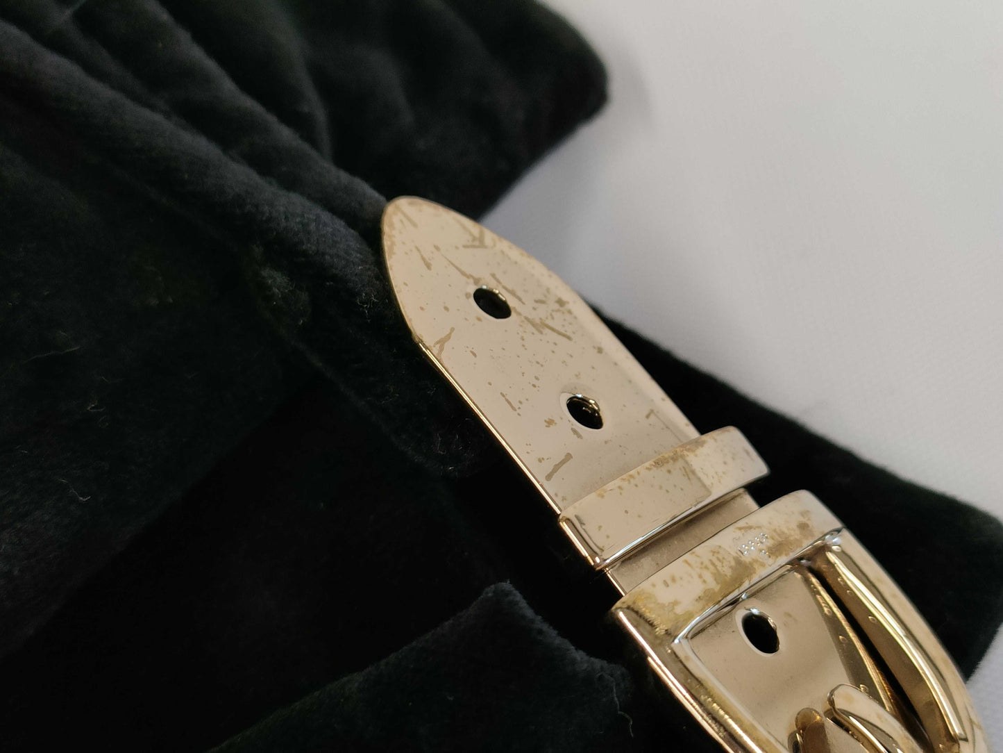 GUCCI Velvet Skirt with Gold Hardware, Black