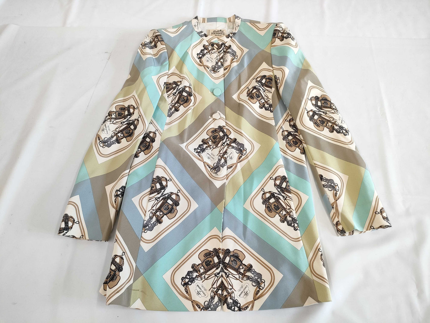 HERMES Scarf Pattern Long Coat Size 40 Coat