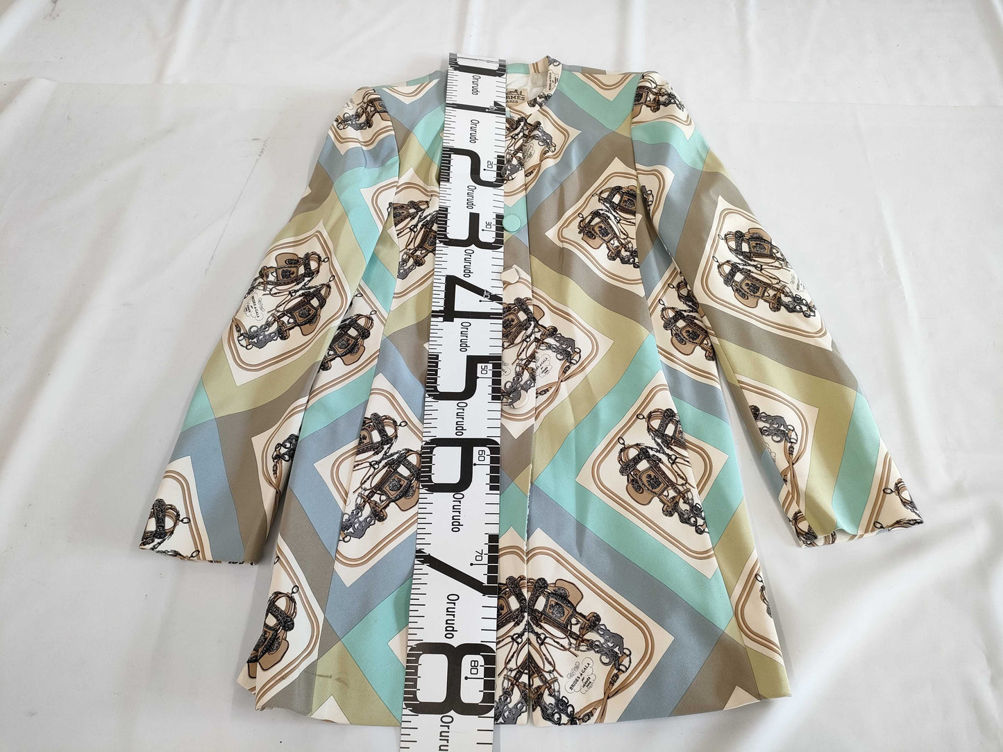 HERMES Scarf Pattern Long Coat Size 40 Coat