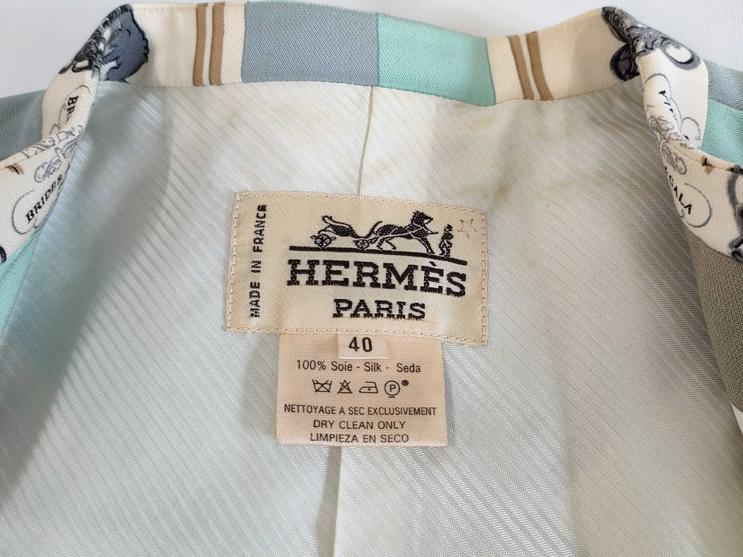 HERMES Scarf Pattern Long Coat Size 40 Coat