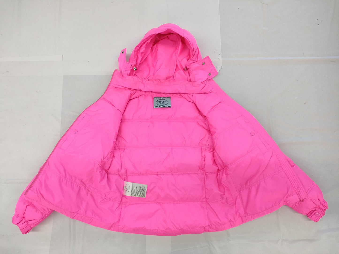 PRADA Triangle Logo Down Jacket, Pink, Recent Model