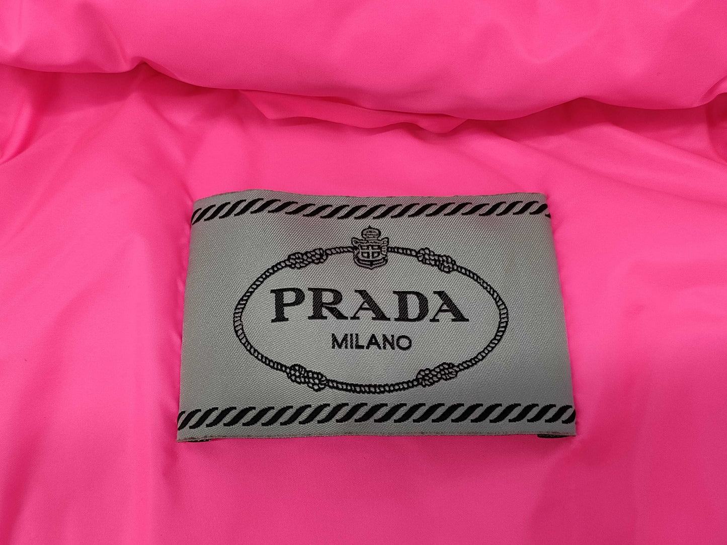 PRADA Triangle Logo Down Jacket, Pink, Recent Model