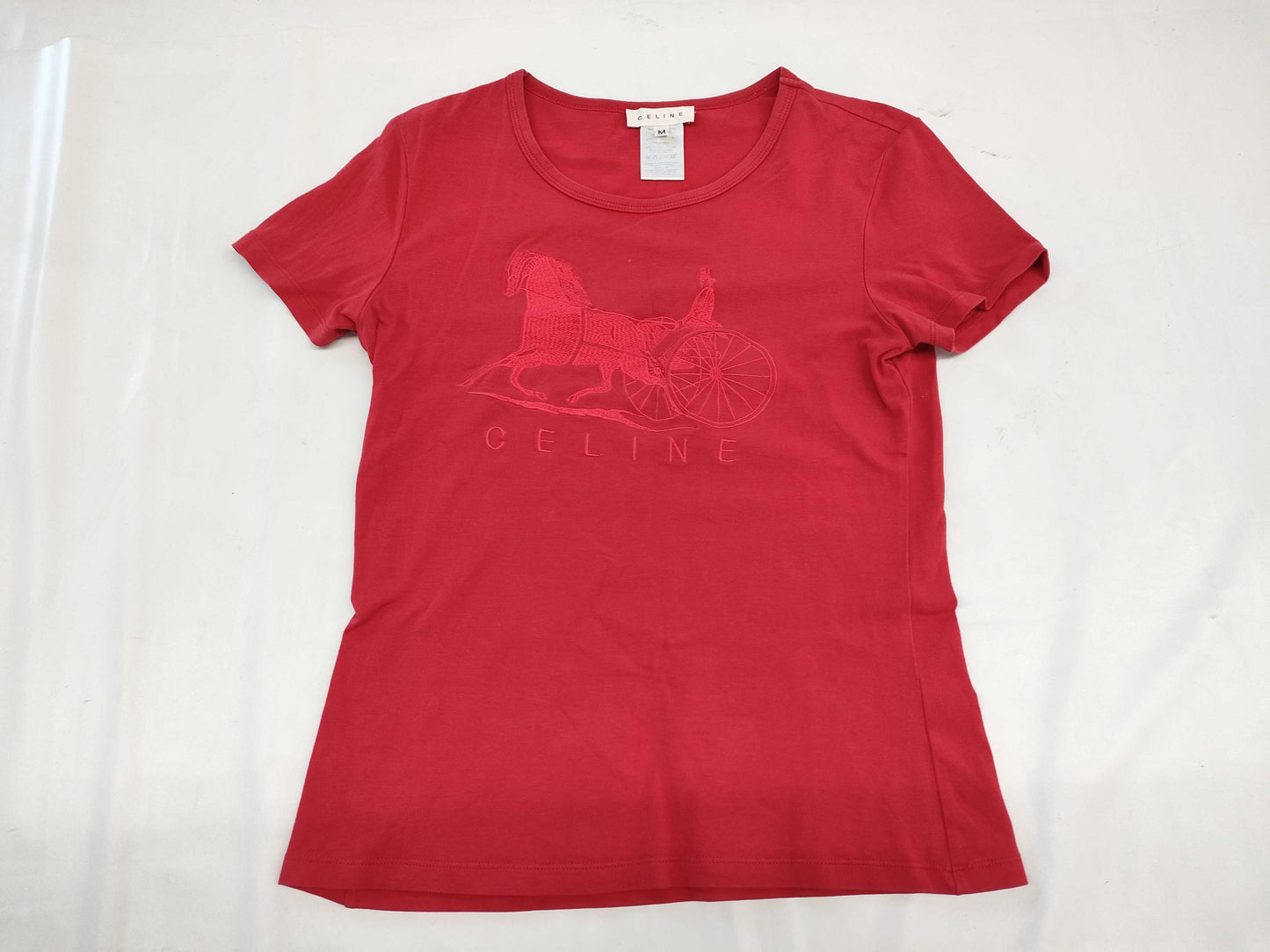 CELINE Sulky Carriage Embroidered T-Shirt