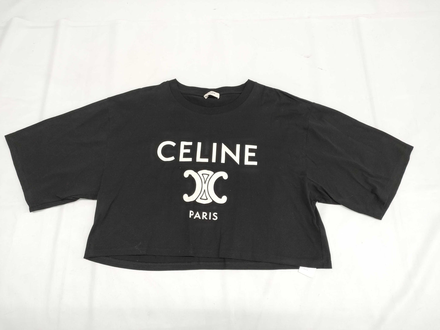 CELINE Triomphe T-shirt, black, cropped, like new