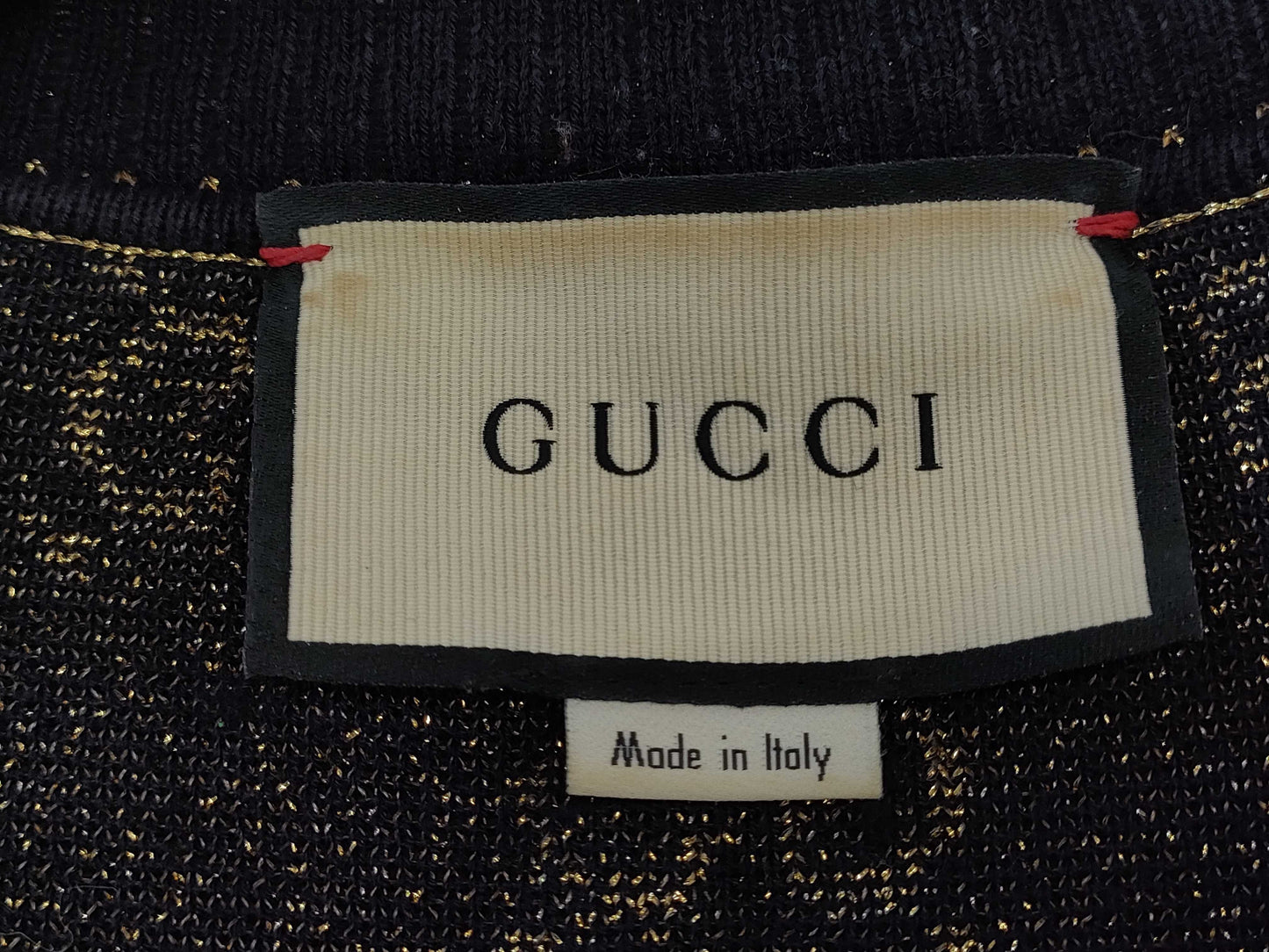 GUCCI GG Cardigan Knit, Excellent Condition, Lamé, Gold