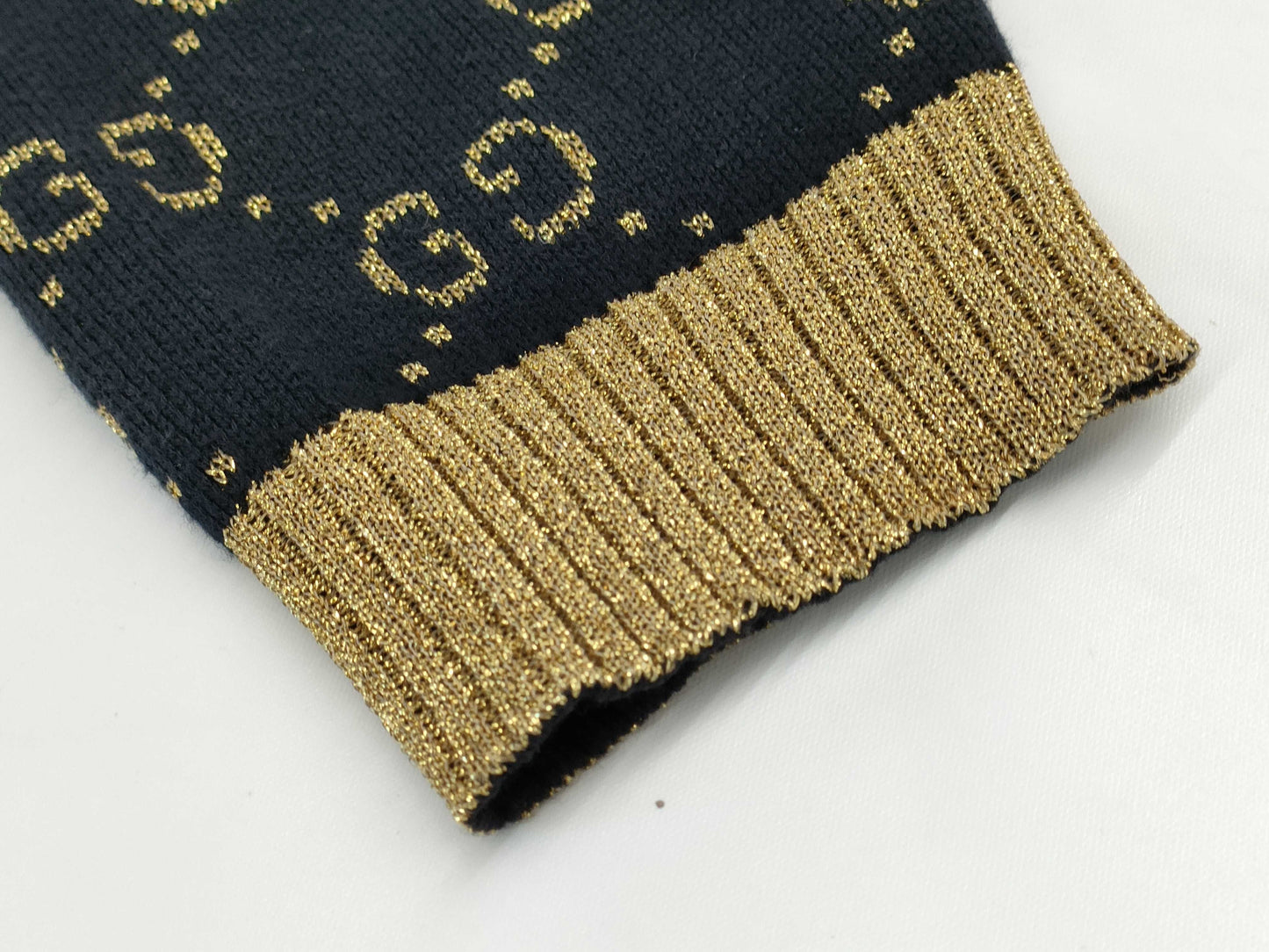 GUCCI GG Cardigan Knit, Excellent Condition, Lamé, Gold