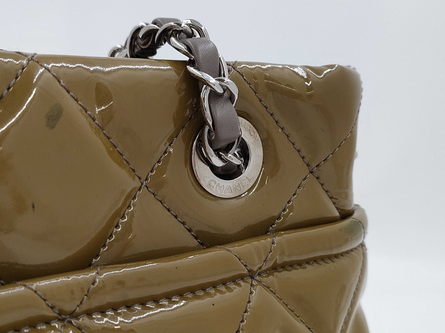 CHANEL Timeless Patent Chain Tote Shoulder Bag