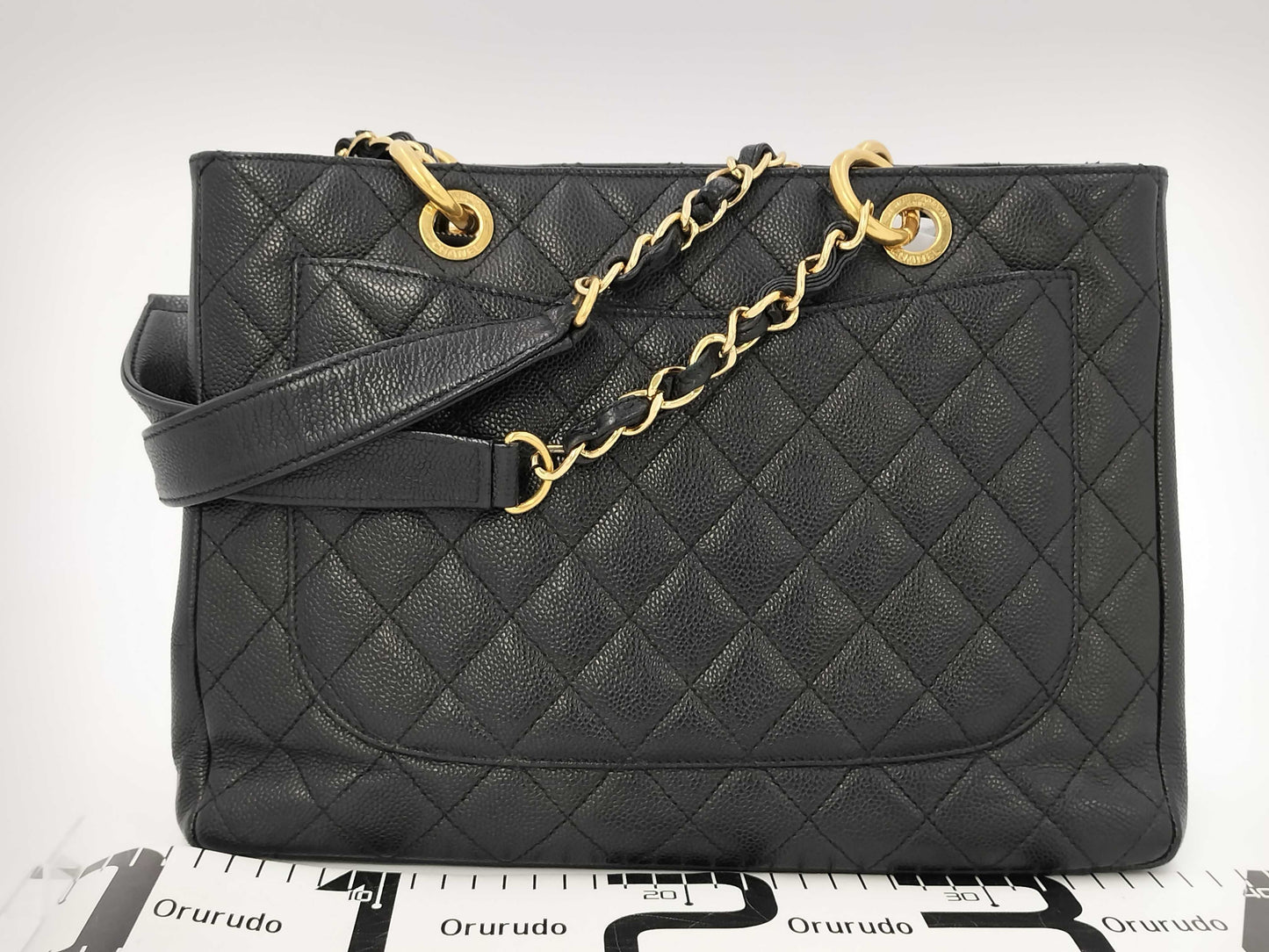 CHANEL Caviar Skin Coco Mark GST Shoulder Tote Bag