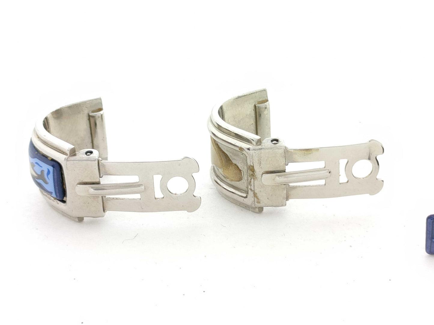 HERMES Dolphin Silver x Blue 15.0g Earrings