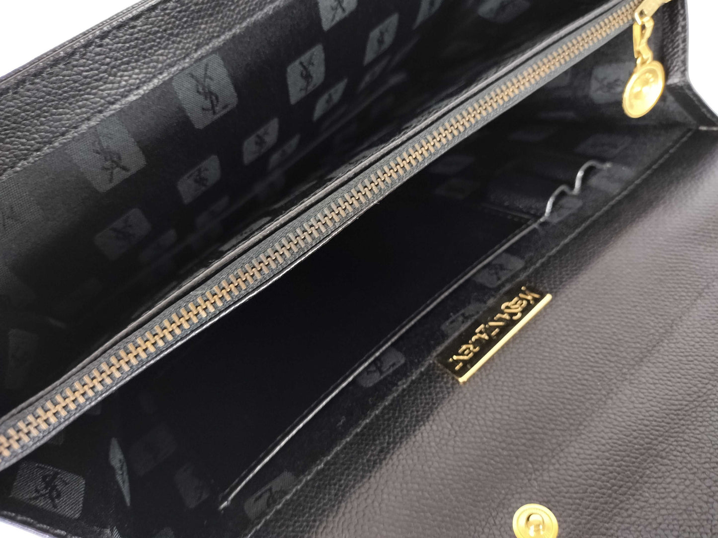Yves Saint Laurent Leather Clutch Bag with YSL Logo