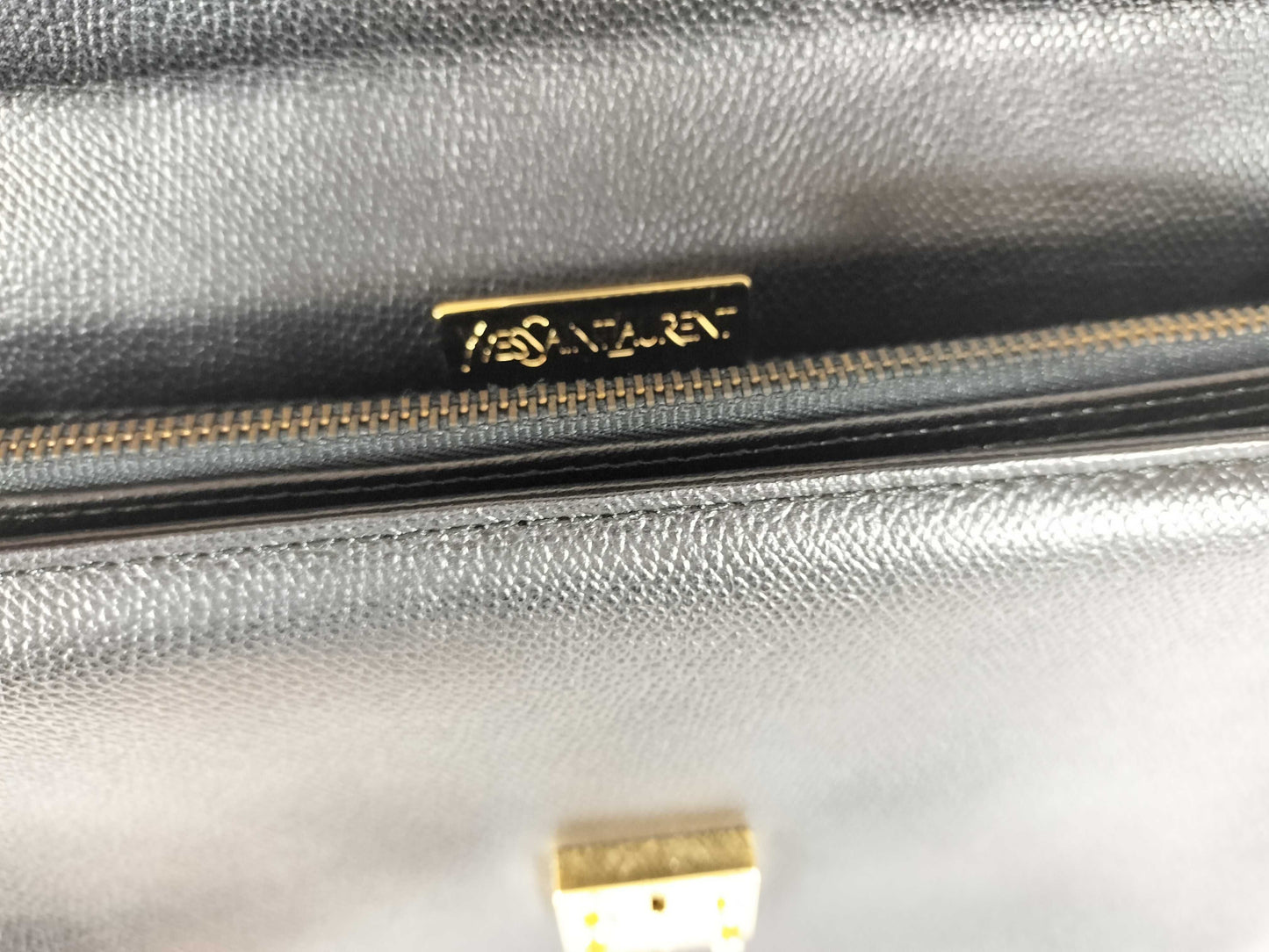 Yves Saint Laurent Leather Clutch Bag with YSL Logo