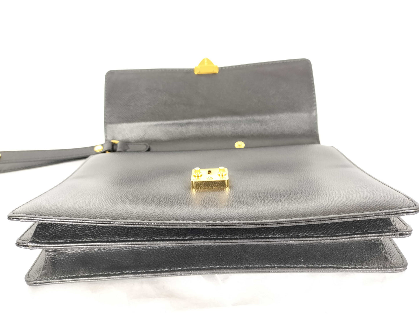 Yves Saint Laurent Leather Clutch Bag with YSL Logo